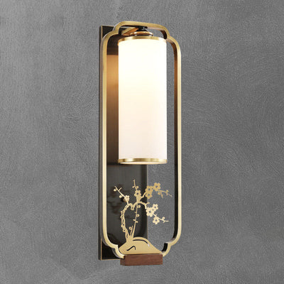 Moderne neue chinesische Kupferglas-Säulenring-Wandleuchte mit 1 Licht 