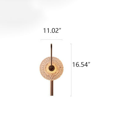 Moderne Luxus-Wandleuchte aus strukturiertem Glas mit gebogenem Arm und rundem Arm 