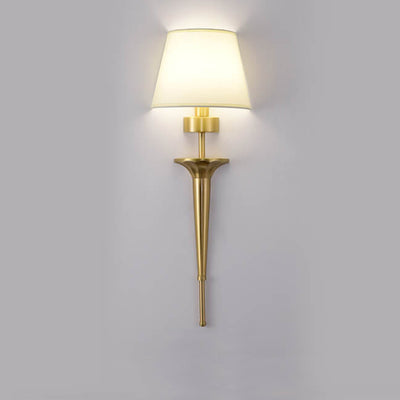 Luxury Fabric Shade Brass Base 1-Light Wall Sconce Lamp