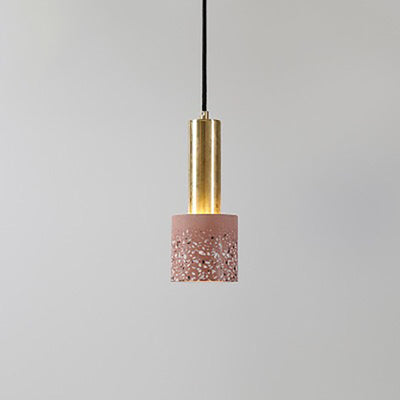 Nordic Vintage Terrazzo Colored Metal Column 1-Light Pendant Light