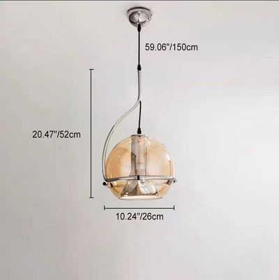 Modern Simplicity Iron Spherical Glass Shade 1-Light Pendant Light For Living Room