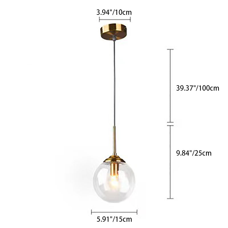 Modern Minimalist Round Ball Iron Glass 1-Light Pendant Light For Bedroom