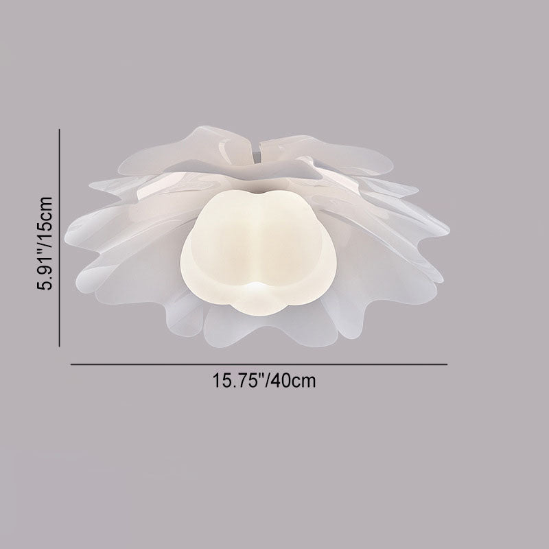 Contemporary Creative Cream Acrylic Petal Shade 1-Light Flush Mount Ceiling Light For Living Room