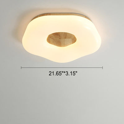 Nordic Minimalist Flower Solid Wood Acrylic LED Flush Mount Light