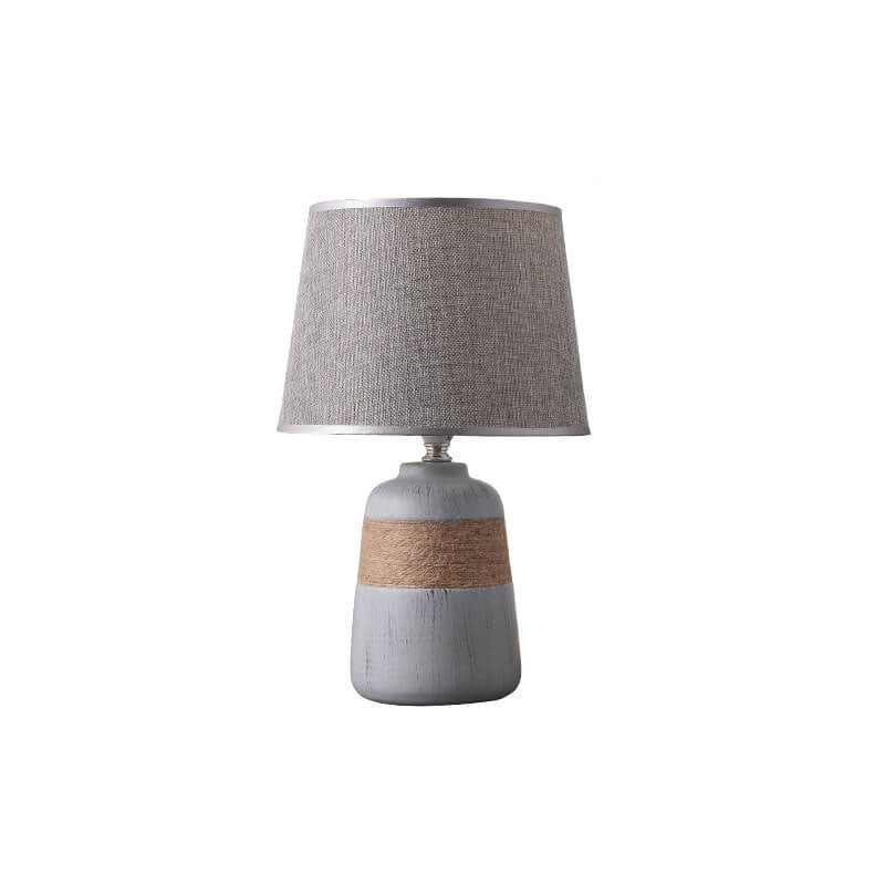 Lampe de table à 1 lumière avec base en pot en céramique et tissu vintage nordique 