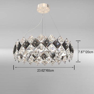 Modern Luxury Dazzling Crystal Chunk Circle Ring 6/8-Light Chandelier For Living Room