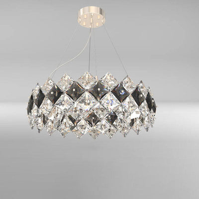 Modern Luxury Dazzling Crystal Chunk Circle Ring 6/8-Light Chandelier For Living Room