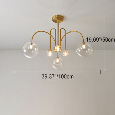 Modern Minimalist Glass Bubble Ball Brass 4/6/8 Light Chandelier