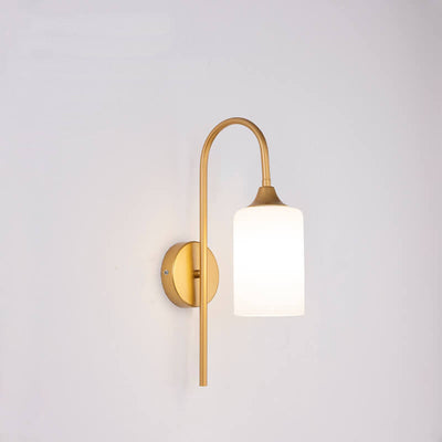 Modern Minimalist Glass Cylindrical Shade Bending Arm 1-Light Wall Sconce Lamp