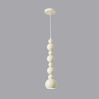 Lampe suspendue à 1 lumière en fer à perles rondes Nordic Cream Gourd 