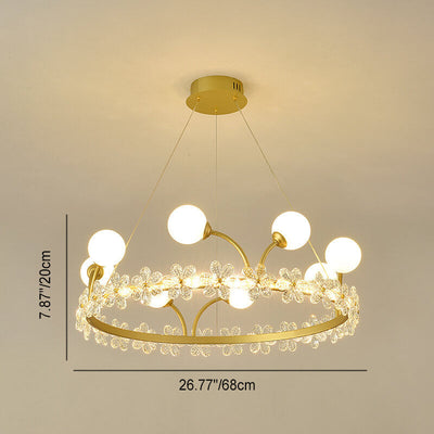 Modern Luxury Gold Finish Frame Crystal Flower Edging 6/8/10-Light Chandelier For Living Room