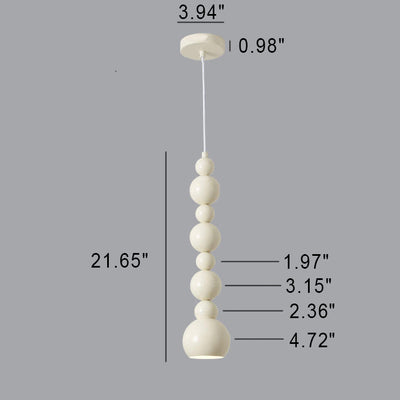 Lampe suspendue à 1 lumière en fer à perles rondes Nordic Cream Gourd 