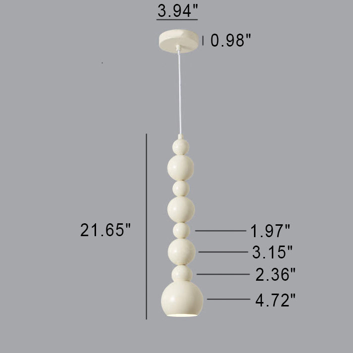 Lampe suspendue à 1 lumière en fer à perles rondes Nordic Cream Gourd 