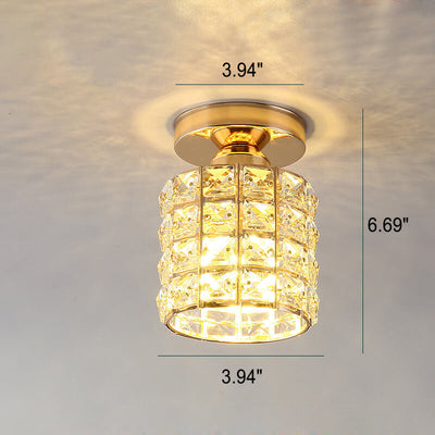 Nordic Luxury Crystal Magic Square Gold 1-Light Semi-Flush Mount Ceiling Light