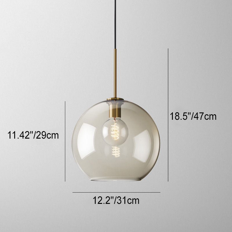 Lampe suspendue à 1 lumière ronde en verre de cognac minimaliste nordique 