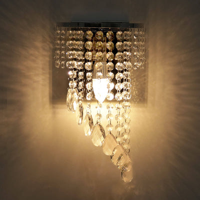 Nordic Luxury Chrome Crystal Curtain Design 1-Licht-Wandleuchte 