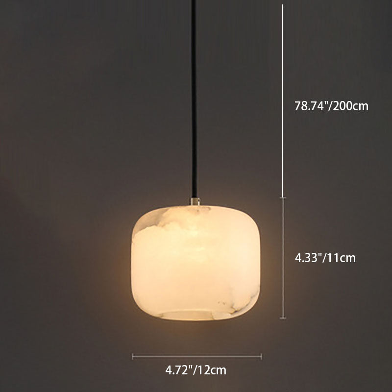 Modern Luxury Geometric Cube Marble Shade Brass 1-Light Pendant Light For Living Room