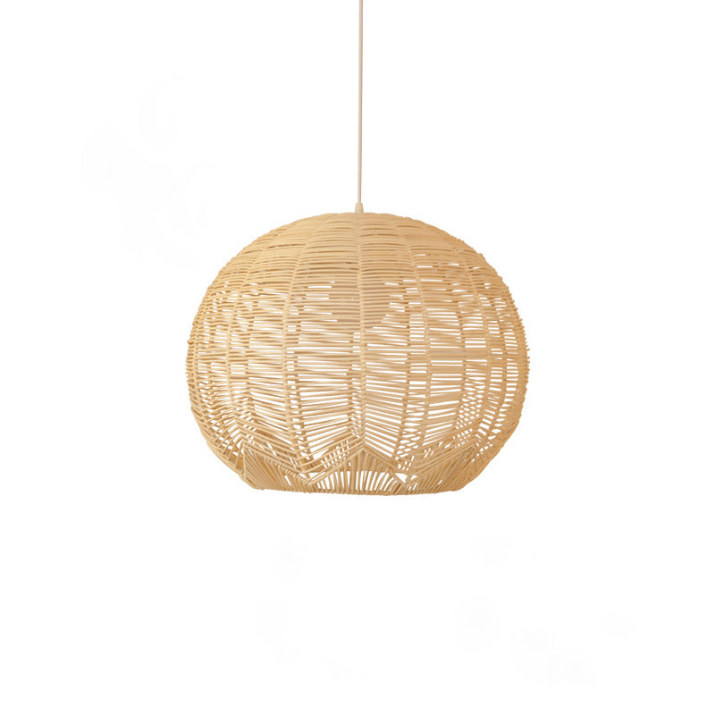 Lámpara colgante de 1 luz con tejido de ratán boho contemporáneo para comedor 