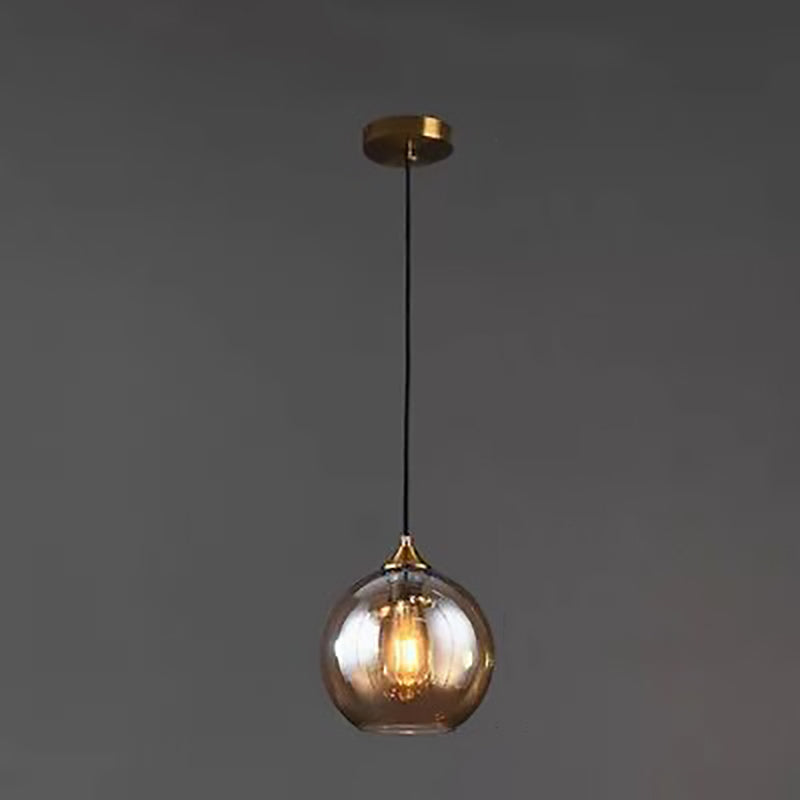 Modern Simplicity Spherical Glass Shade 1-Light Pendant Light For Bedroom