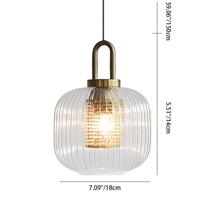 Modern Luxury Lantern Iron Glass 1-Light Pendant Light For Living Room