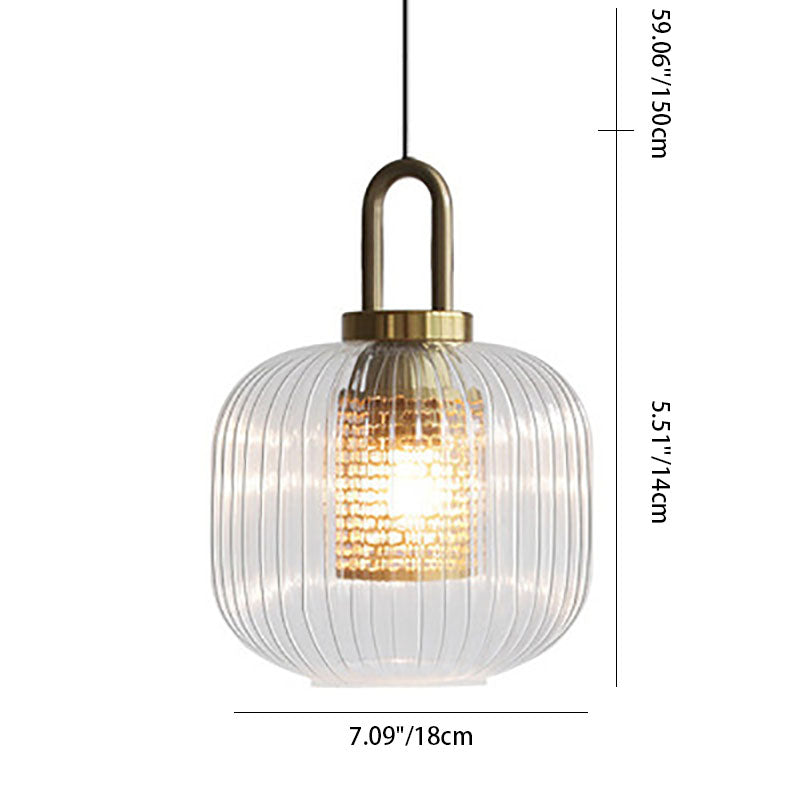 Modern Luxury Lantern Iron Glass 1-Light Pendant Light For Living Room