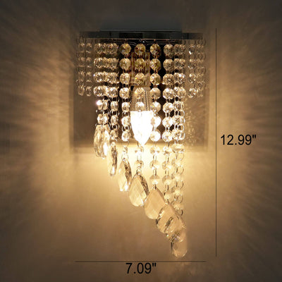 Nordic Luxury Chrome Crystal Curtain Design 1-Licht-Wandleuchte 