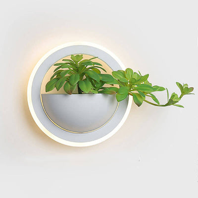 Nordic Iron Round Creative Green Plant LED Wall Sconce Lamp