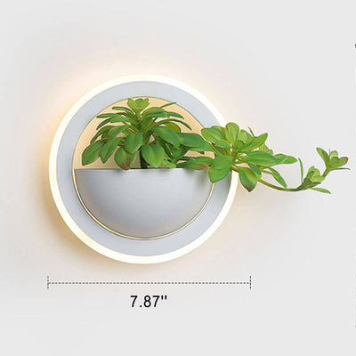 Nordic Iron Round Creative Green Plant LED Wall Sconce Lamp