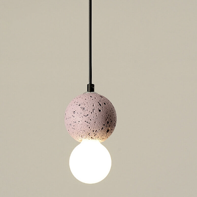 Contemporary Scandinavian Orb Terrazzo 1-Light Pendant Light For Bedroom