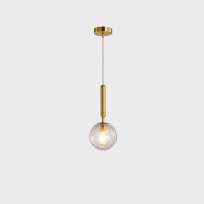 Nordic Light Lampe suspendue de luxe à 1 lumière en verre et cuivre à motifs d'eau 