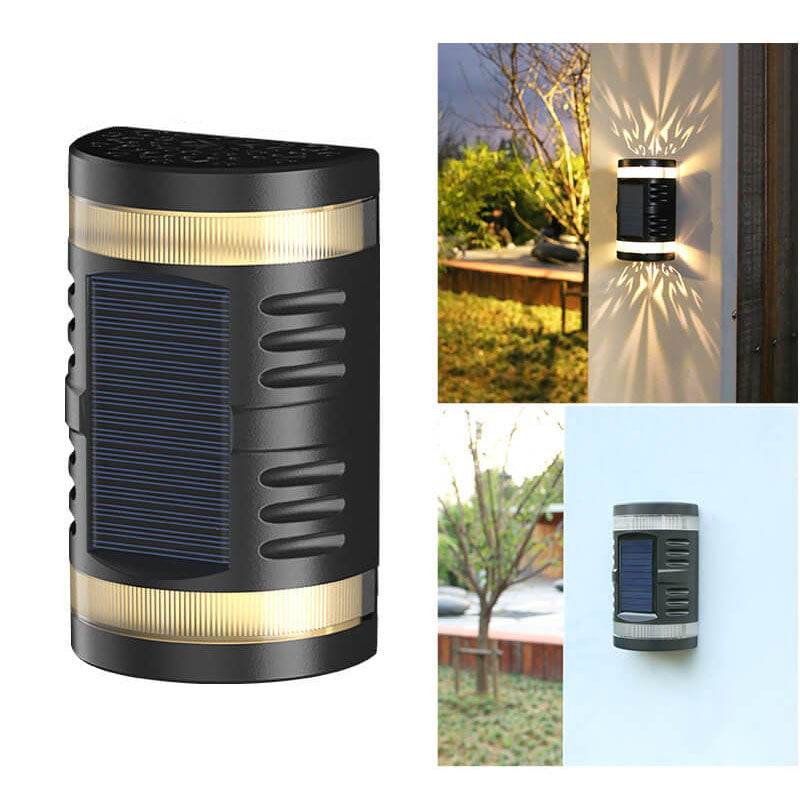 Solar Light Hollow Pattern Outdoor Waterproof Patio LED Wall Sconce Lamp