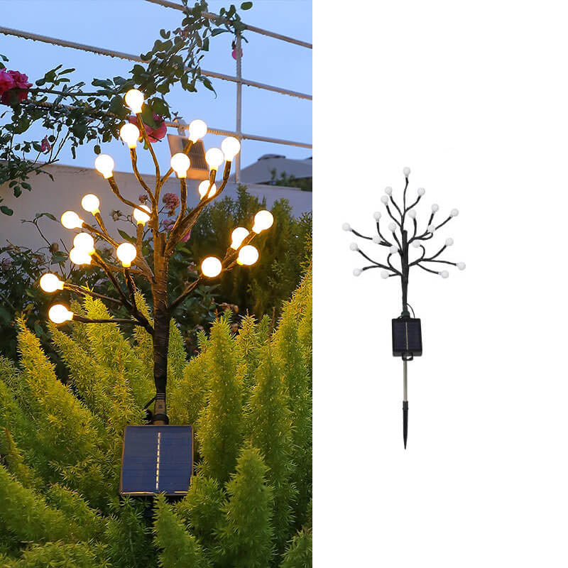 Modern Solar Round Ball Tree Branch ABS Stainless Steel LED Outdoor Landscape Light