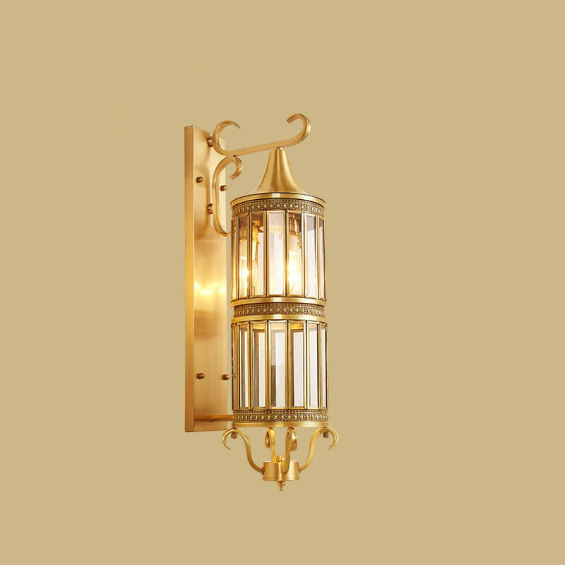 Traditional European Light Luxury Vintage Copper Glass 1/3-Light Wall Sconce Lamp