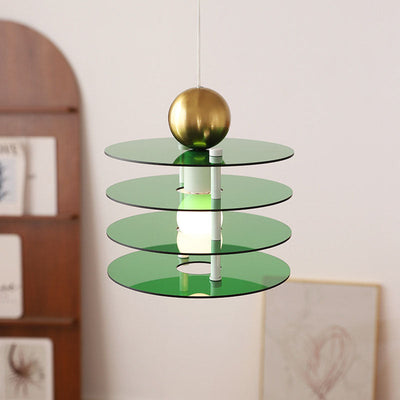 Contemporary Nordic Colorful Acrylic Flying Saucer 1-Light Pendant Light For Bedroom