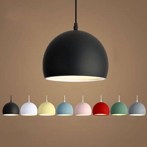 Lampe suspendue moderne à 1 lumière à tête ronde en fer de couleur unie 