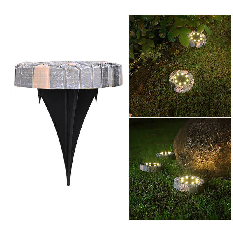 Solar Outdoor Round Resin Brick LED Garden Ground Insert Decorative Landscape Light