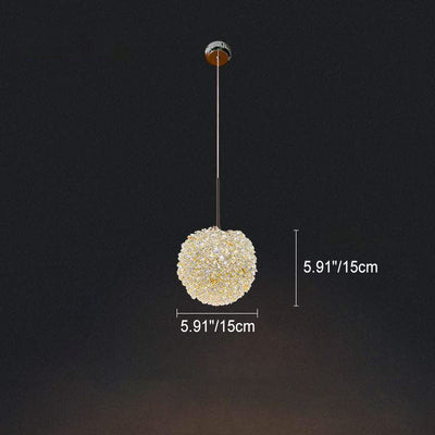 Modern Golden Glamour Crystal Ball Shade 1-Light Pendant Light