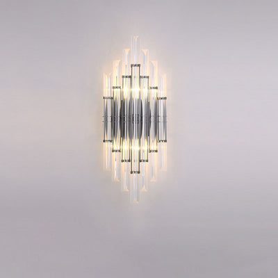 Modern Light Luxury Crystal Geometric Column Hardware Rechargeable 2-Light Wall Sconce Lamp