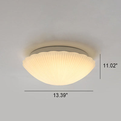 Moderne französische cremefarbene LED-Deckenleuchte aus Muschelglas 