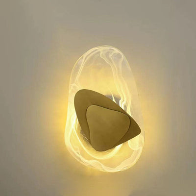 Modern Minimalist Irregular Oval Hardware Glass LED Wall Sconce Lamp For Bedroom