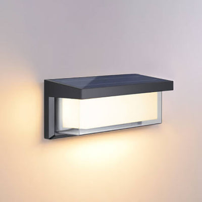 Modern Minimalist Solar Rectangle PC LED Outdoor Wall Sconce Lamp For Outdoor Patio