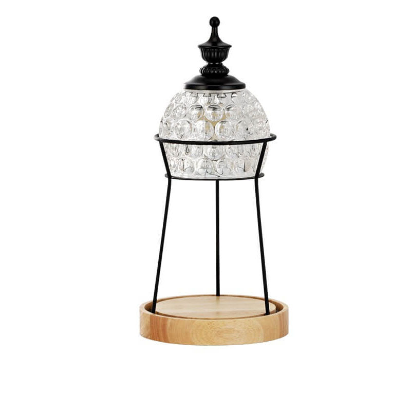Lampe de table européenne en bois et cristal à 2 lumières en cire fondue 