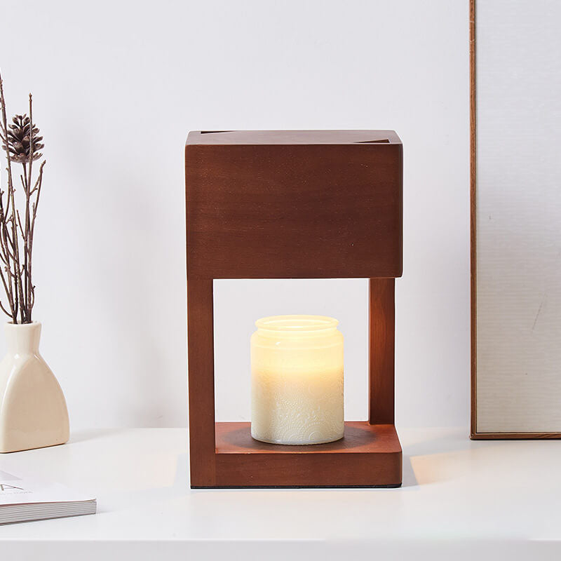 Modern Log Square Geometry 2-Light Melting Wax Table Lamp