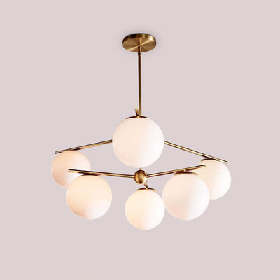 Nordic Minimalist Branch Magic Bean Glass Round Ball 3/6/9 Light Chandelier