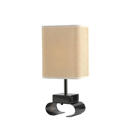 Modern Simple Fabric Square Dual USB Touch 1-Light Table Lamp