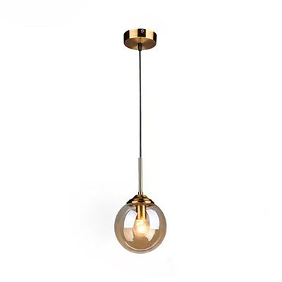 Modern Minimalist Round Ball Iron Glass 1-Light Pendant Light For Bedroom