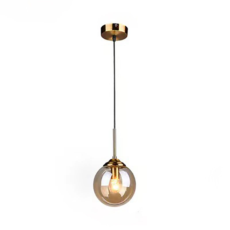 Modern Minimalist Round Ball Iron Glass 1-Light Pendant Light For Bedroom