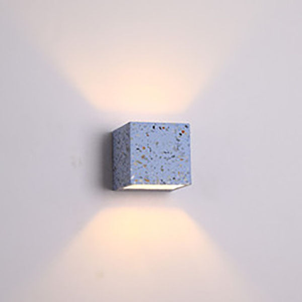 Contemporary Scandinavian Square Terrazzo 1-Light Wall Sconce Lamp For Bedroom