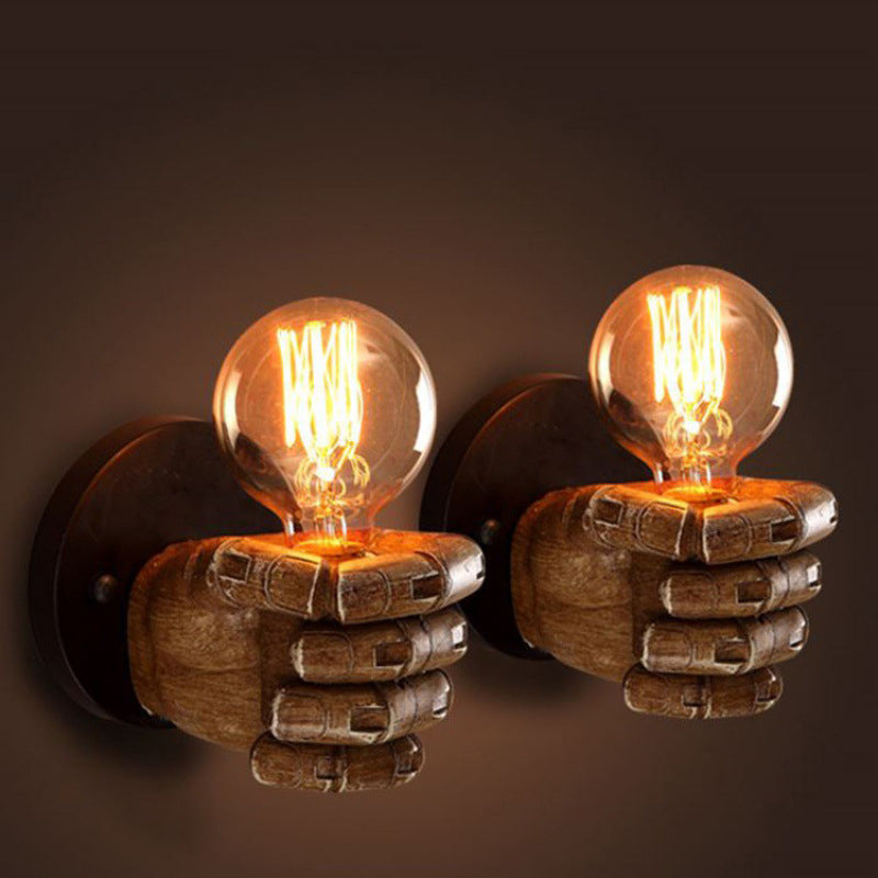 Traditional Vintage Fist Resin 1-Light Wall Sconce Lamp For Living Room