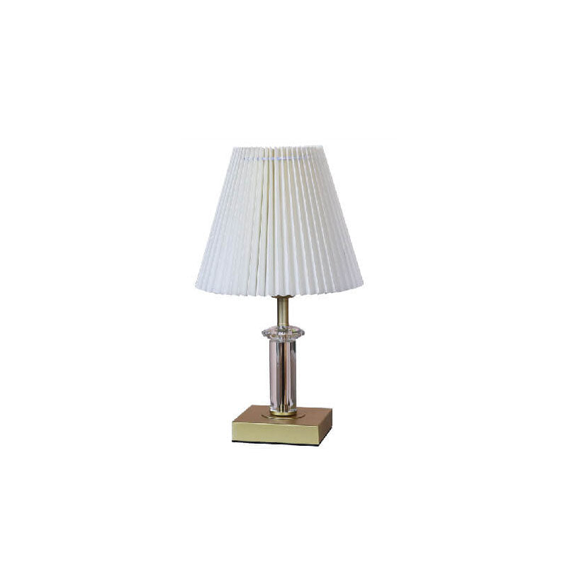 Modern Minimalist Cone Pleated Fabric Crystal Hardware 1-Light Table Lamp